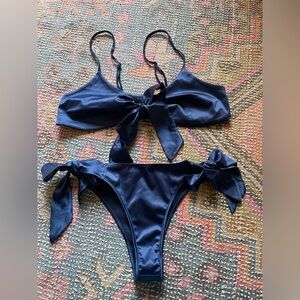 Vintage satin Panty bra set os